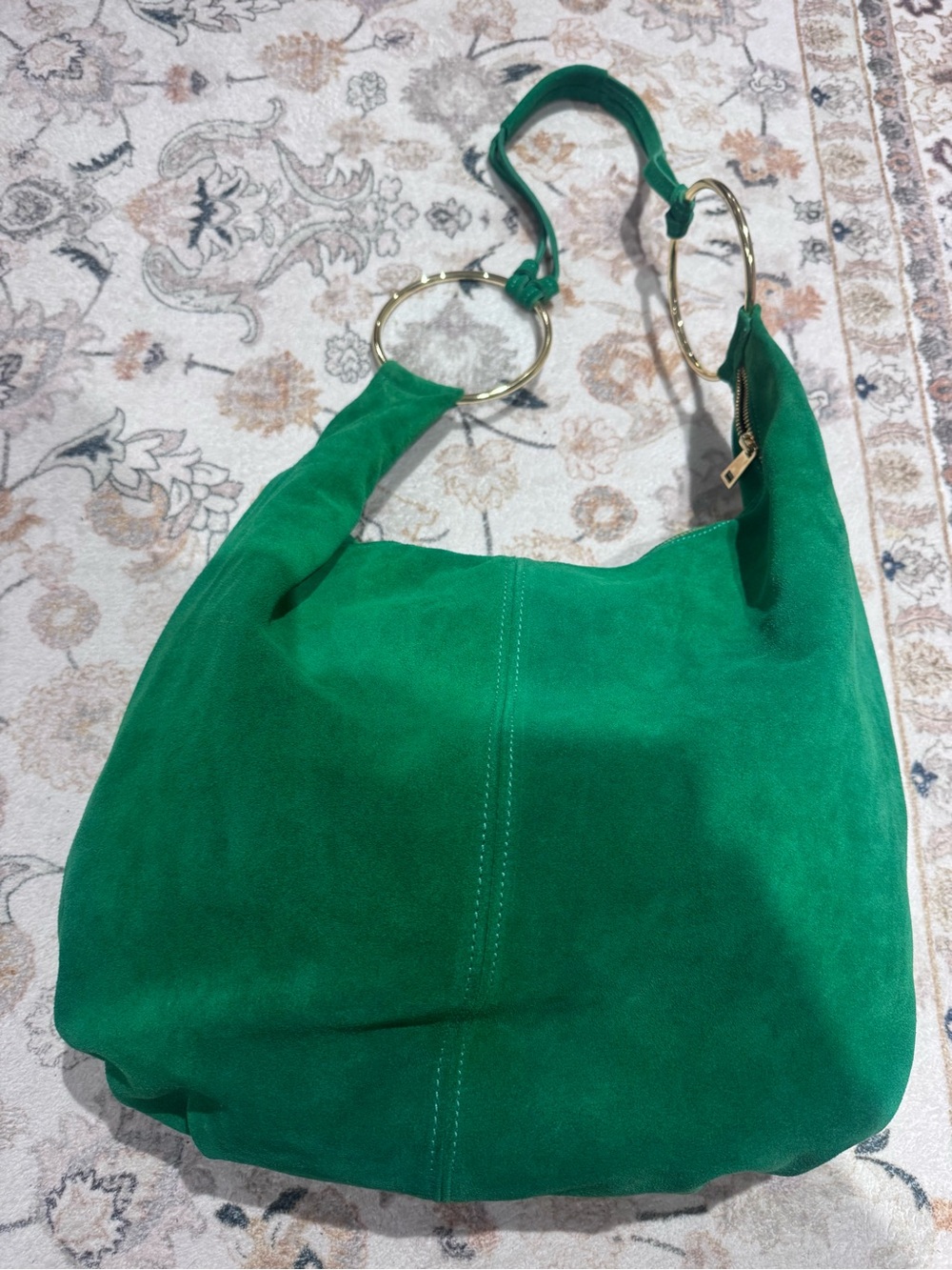 Marlon Green Suede Shoulder Bag - Women's Everyday Hobo Italy - Picture 5 of 8